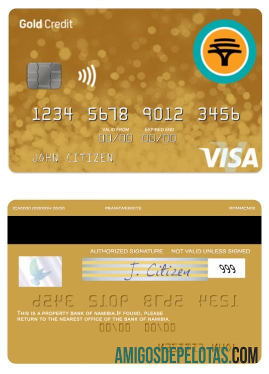 Namibia First National Bank Gold Credit Visa Card template